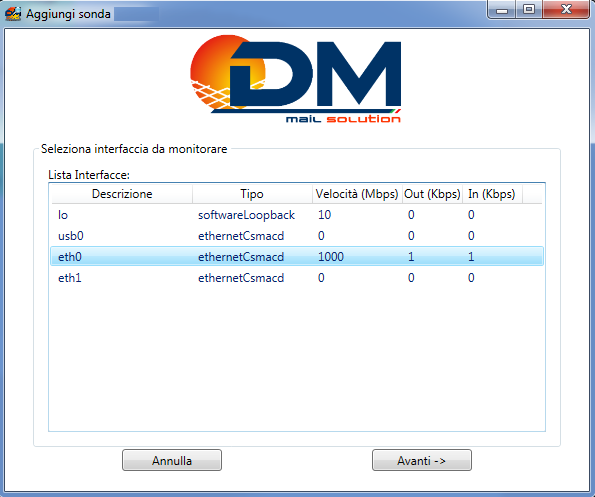 Sonda SNMP per monitoraggio traffico link